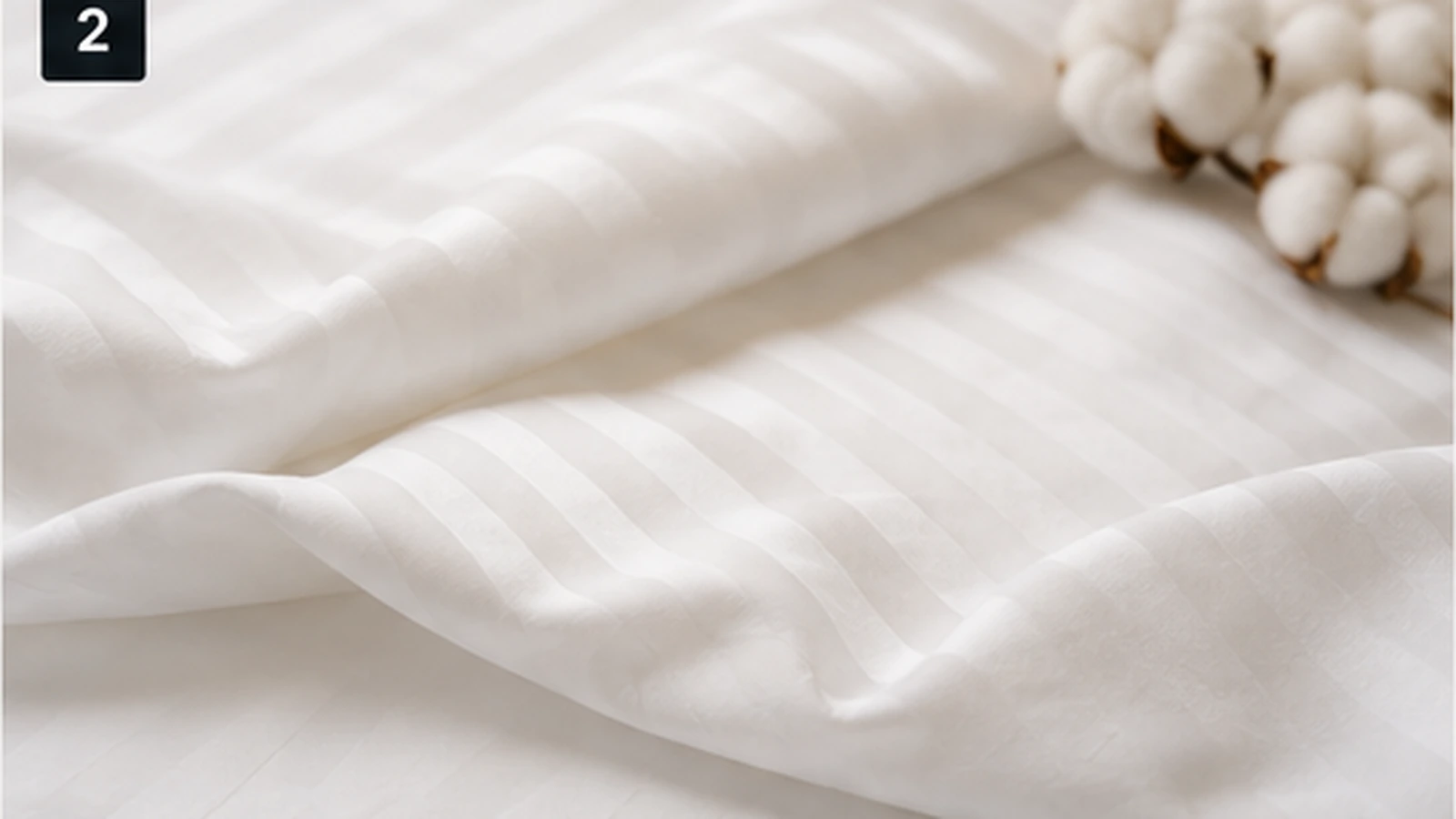 Close-up of professional hotel bed linen fabric texture and weave
