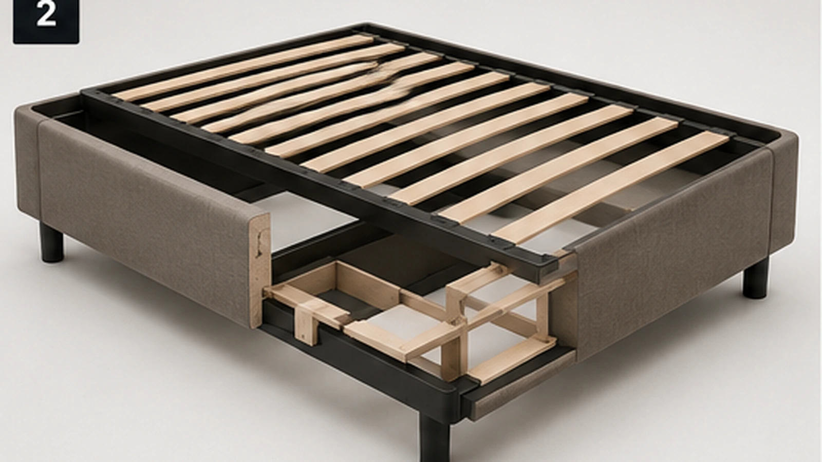 Upholstered hotel bed base designed for hospitality projects