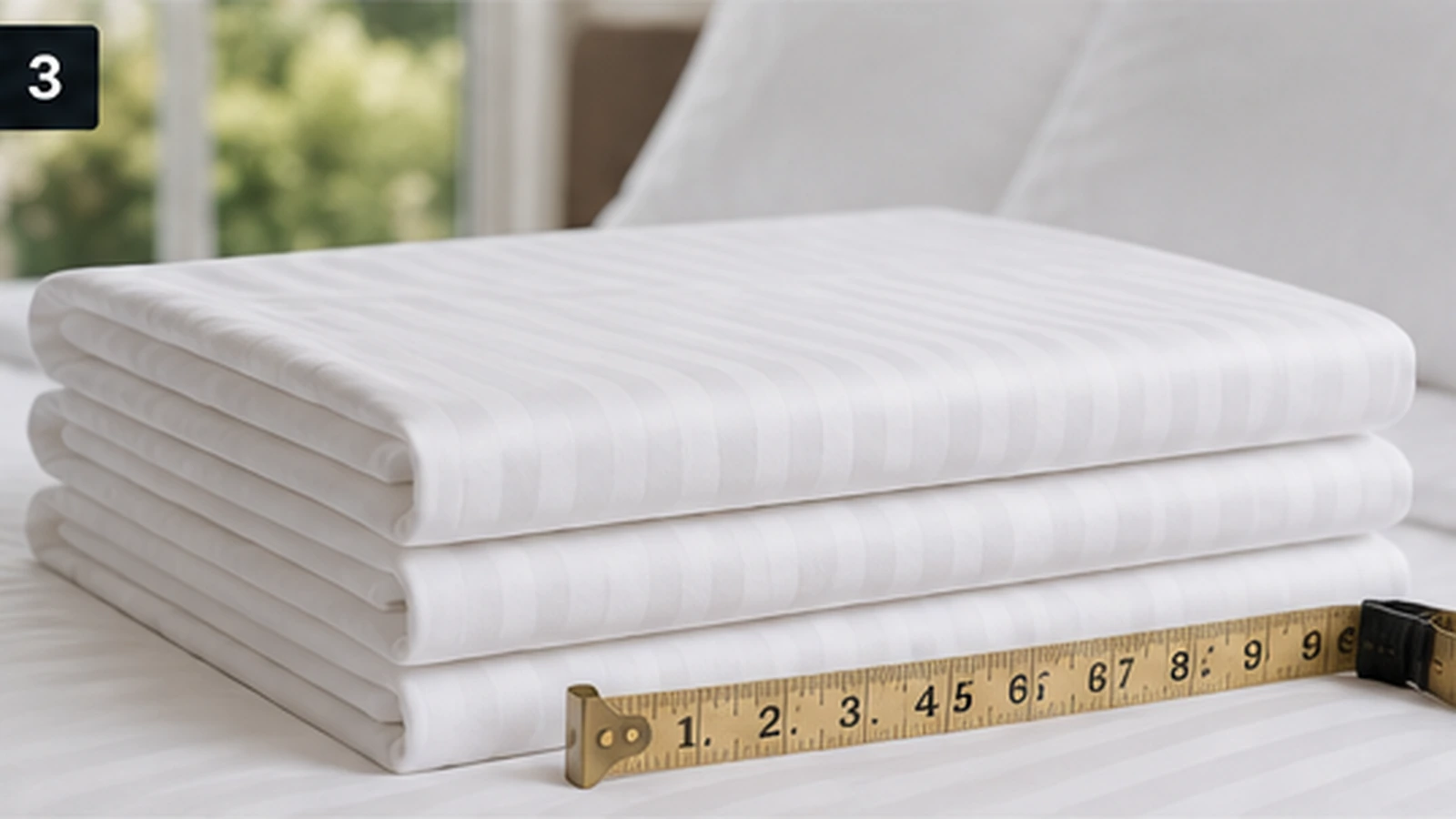 Hotel bed linen prepared and measured for correct hospitality bedding dimensions