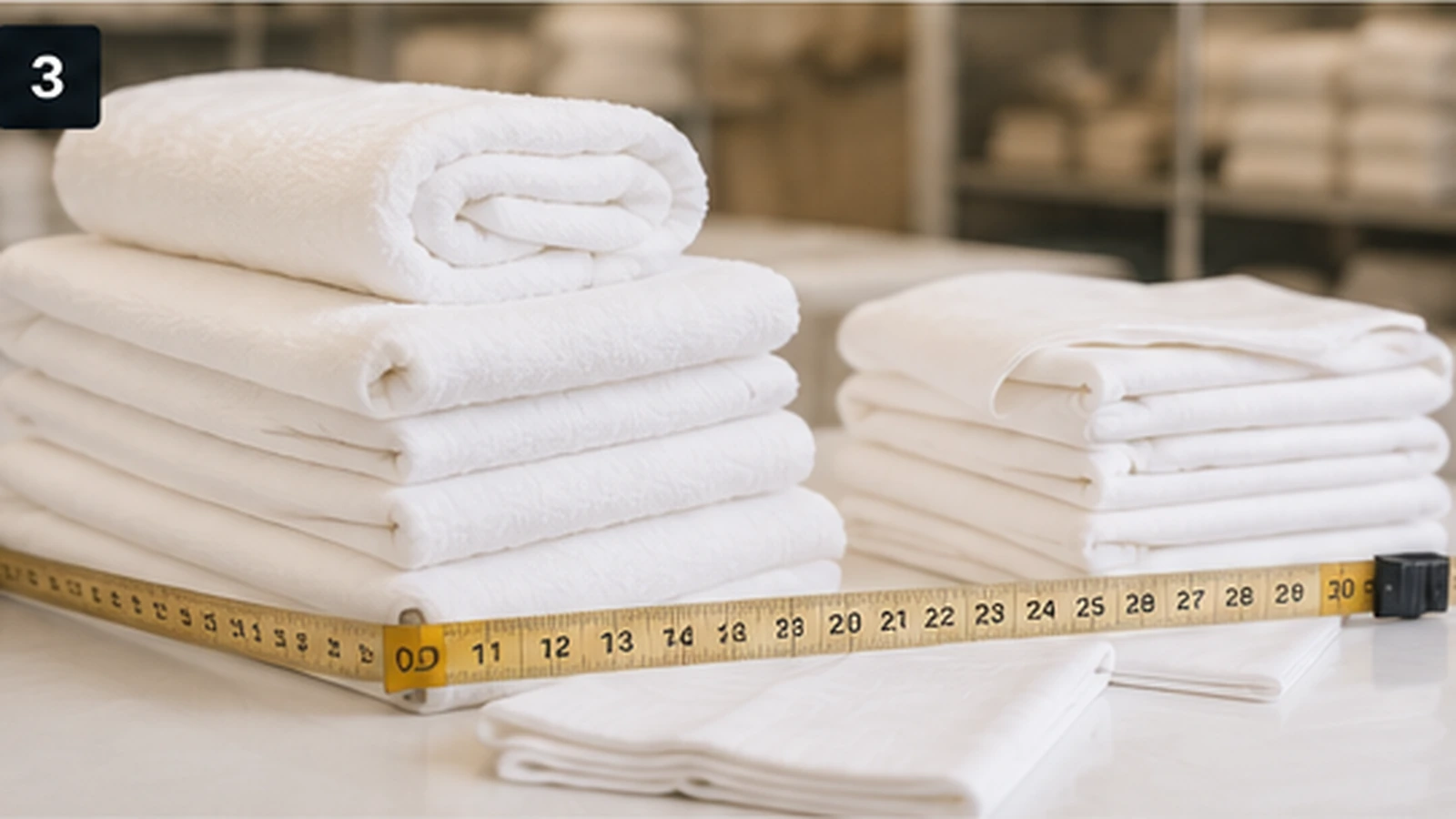 Hotel bed linen and towels prepared for par stock planning