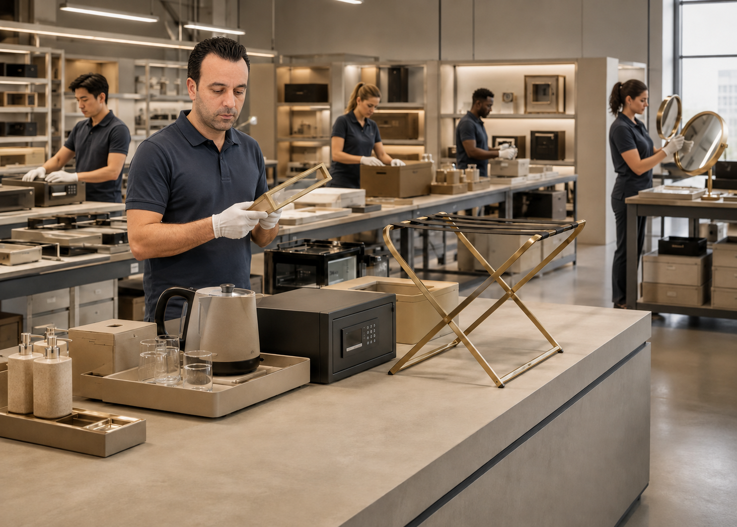 OTELSAN guest room equipment production, assembly and quality control for hospitality projects